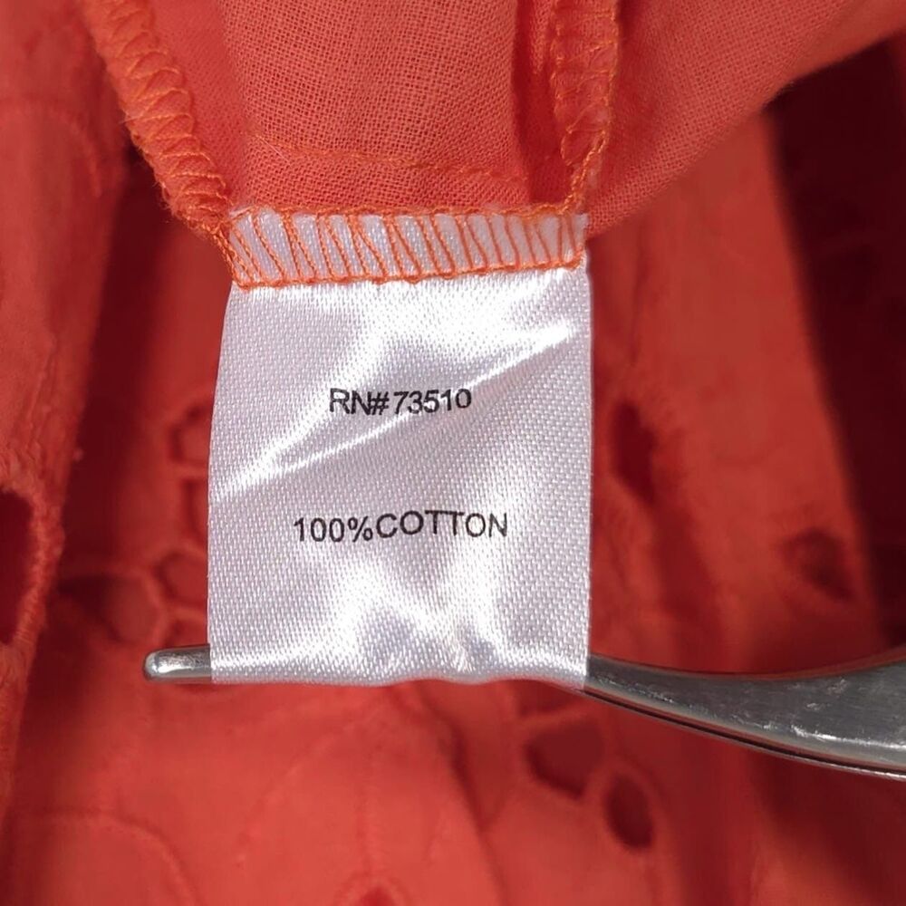 Anthropologie Coral Eyelet Ruffle Mini Dress - Picture 9 of 10